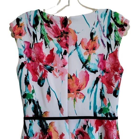 Versona Women's White Floral Sleeveless Dress Sz 4 - Picture 6 of 9